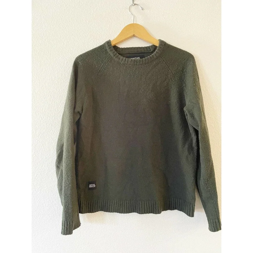 Native Youth Size M Altitude Knit Men's Sweater Wool‎ Blend Crew Neck Pullover